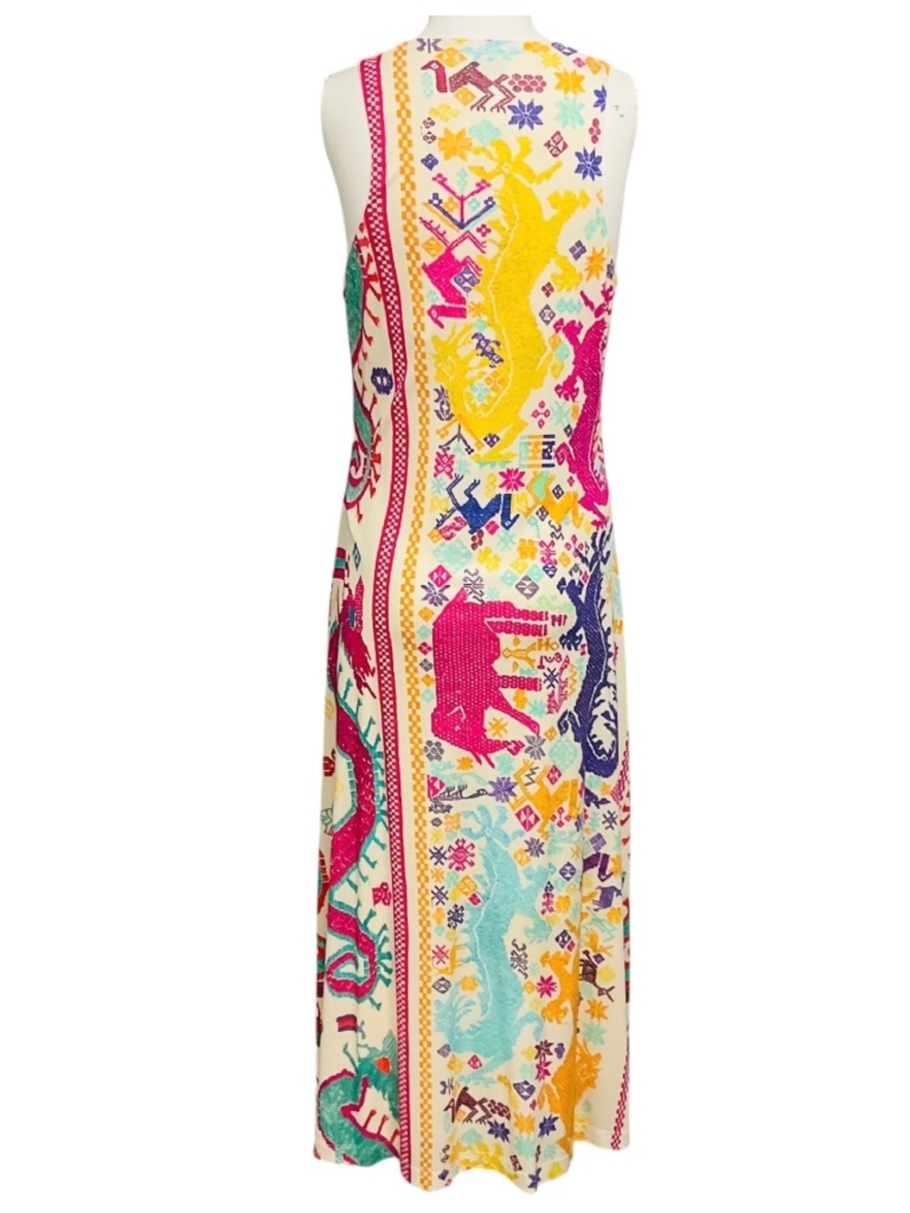 ETRO IVORY MULTI PRINTED SLEEVELESS JERSEY MIDI DRESS - Picture 3 of 5